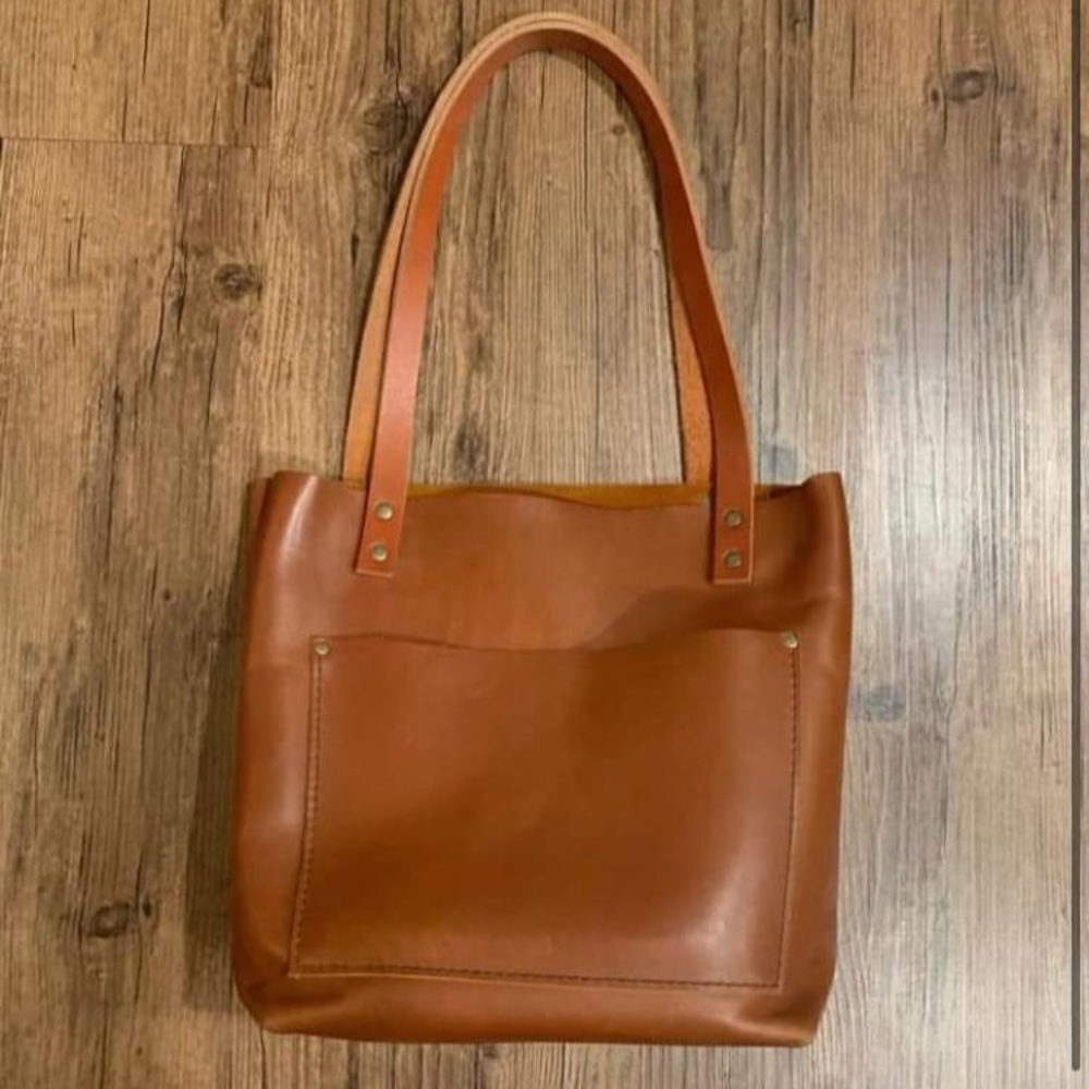 Portland Leather Goods CINNAMON tote with TAN handles